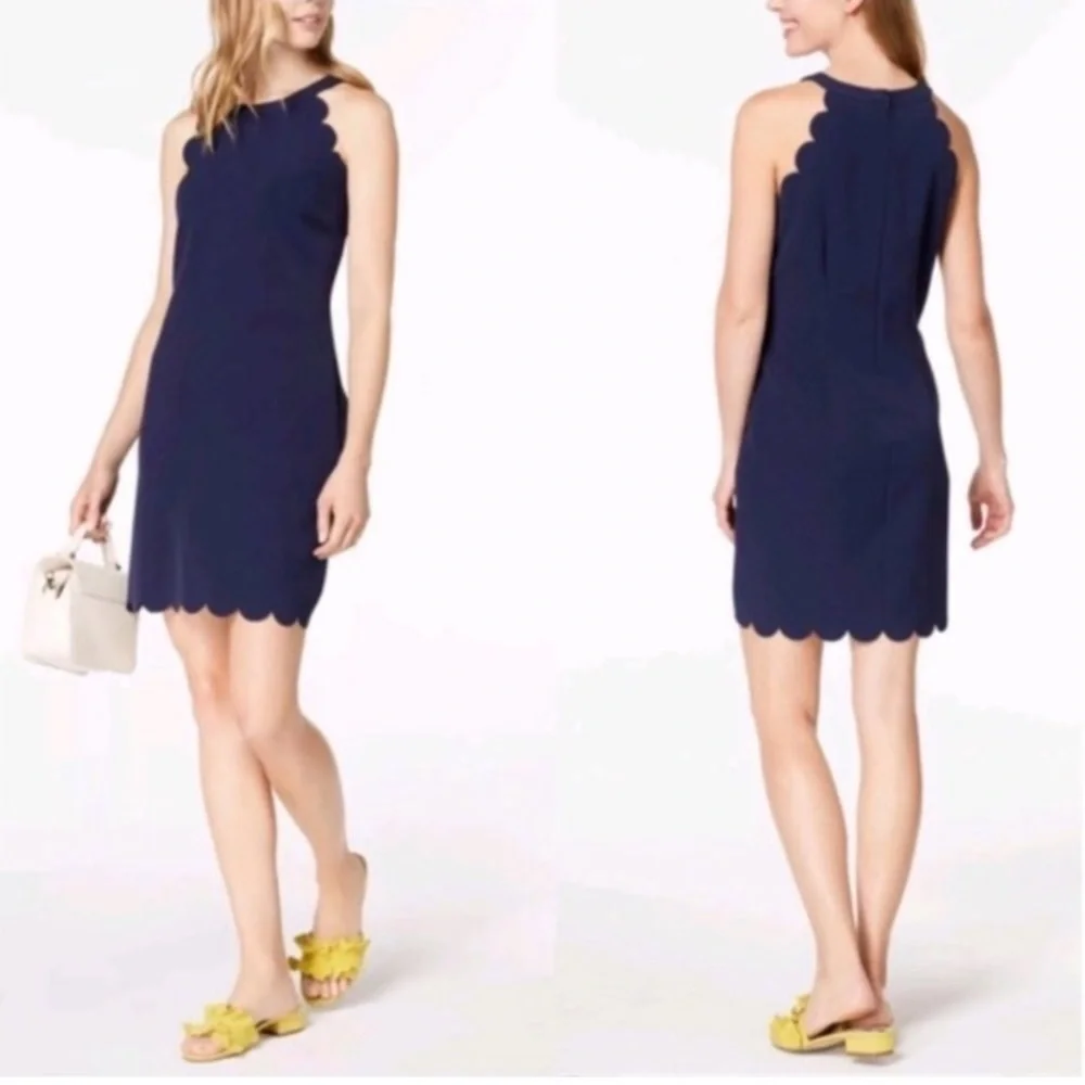 Maison Jules Scallop Edge Halter Dress Navy Blue Sz XS - Picture 1 of 9
